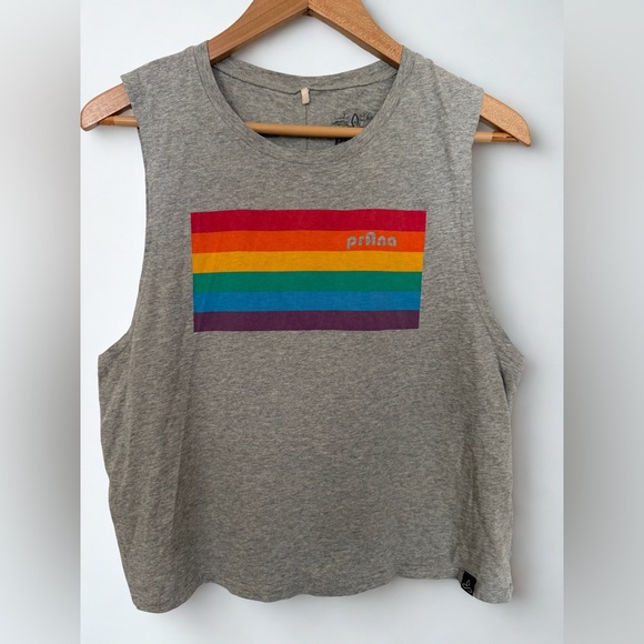 Prana Tops - Prana Women’s Pride Organic Heather Gray Graphic Sleeveless Tee Size Large